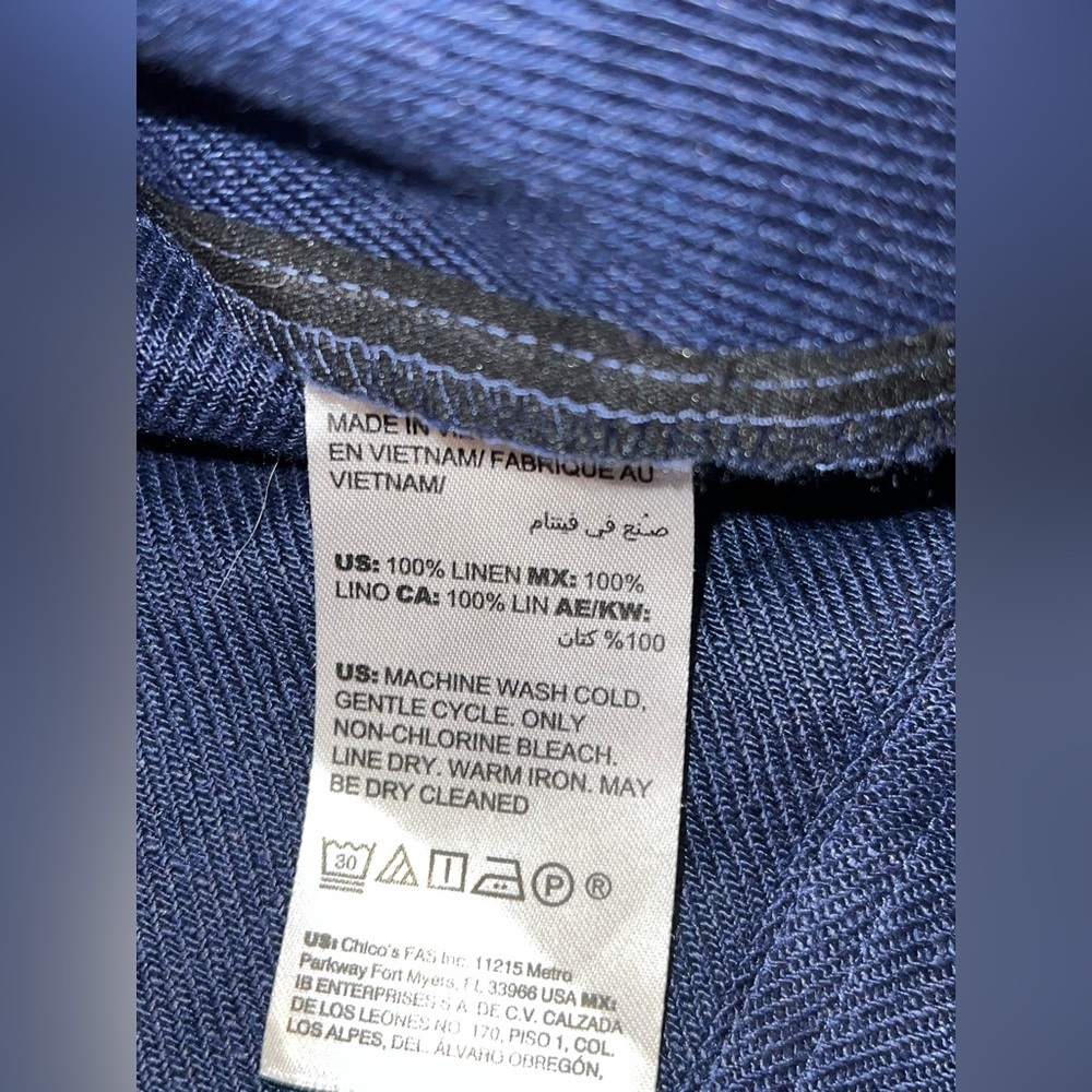 Chico's Navy 100% Linen Lightweight Utility Zip-Up Jacket - Size 1 - Picture 9 of 10